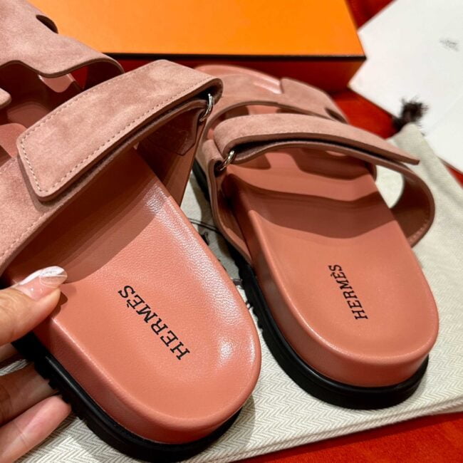Dép Hermes Chypre Sandal Light Pink Suede Best Quality