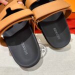 Dép Hermes Chypre Sandal Natural Black Epsom Leather Best Quality