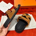 Dép Hermes Chypre Sandal Natural Black Epsom Leather Best Quality