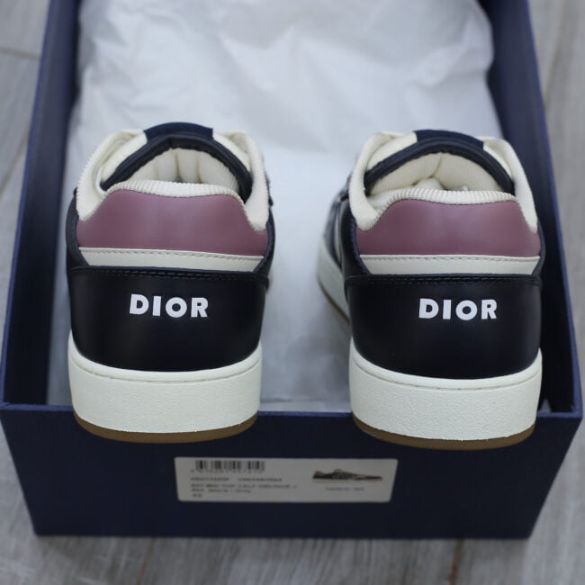 Giày Dior B27 Low Deep Blue Plum with Beige and Black Dior Oblique Jacquard Like Auth