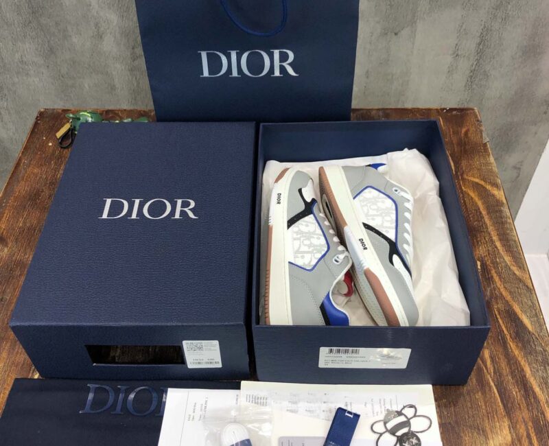 Giày Dior B27 Low ‘Oblique Galaxy Grey Blue Red’ Like Auth