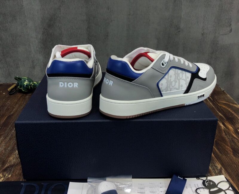 Giày Dior B27 Low ‘Oblique Galaxy Grey Blue Red’ Like Auth