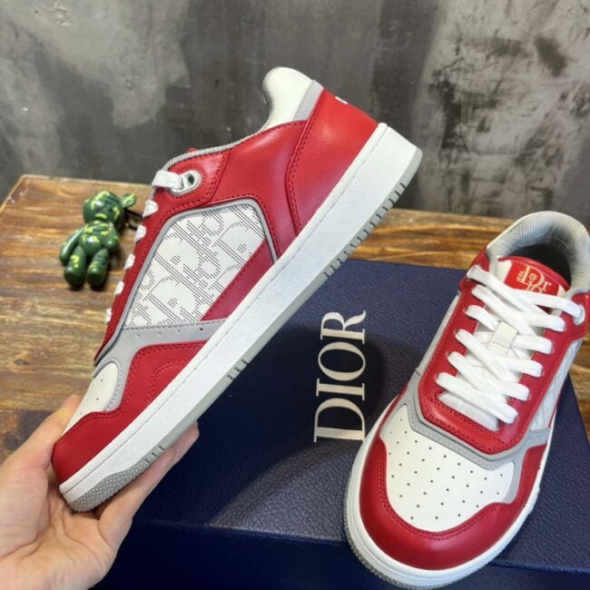 Giày Dior B27 Low Red White Dior Oblique Galaxy Leather with Rabbit Motif Like Auth