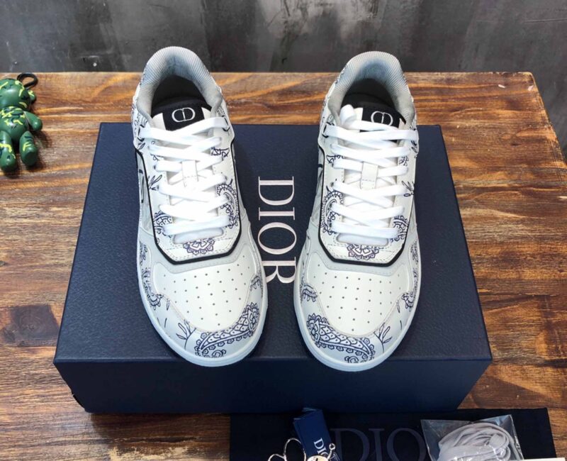 Giày Dior B27 Low White Navy Blue CD Paisley White Dior Oblique Like Auth
