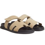 Dép Hermes Chypre Sandal Beige Black Suede Best Quality