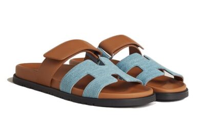 Dép Hermes Chypre Sandal Denim Natural Leather Best Quality