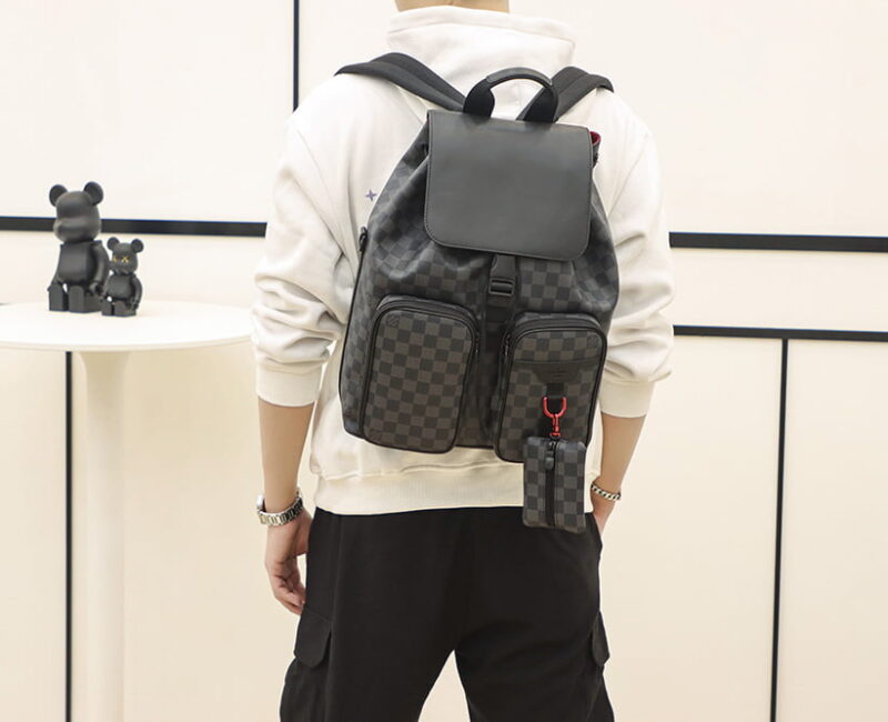 Balo LV Utility Backpack Damier Graphite Canvas Black