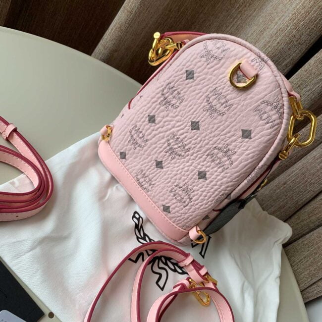 Balo MCM Powder Pink Patricia Visetos Convertible Mini Backpack