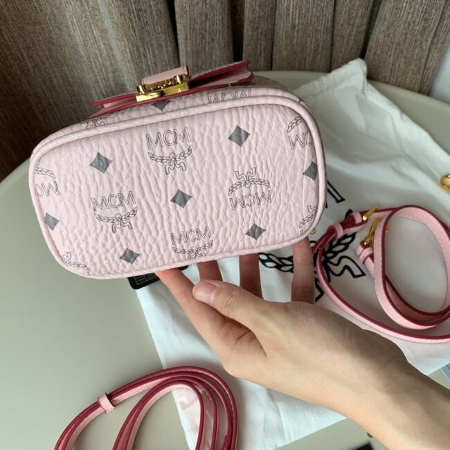 Balo MCM Powder Pink Patricia Visetos Convertible Mini Backpack