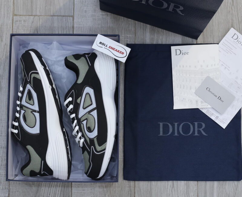 Giày Dior B30 Sneaker Deep Green Mesh and Black Technical Fabric Like Auth