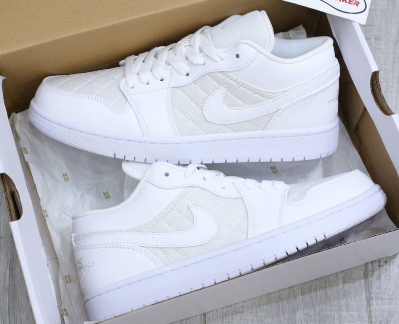 Giày Nike Air Jordan 1 Low ‘Triple White Quilted’ Best Quality