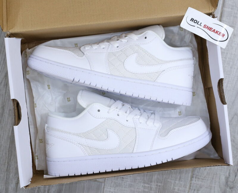 Giày Nike Air Jordan 1 Low ‘Triple White Quilted’ Best Quality