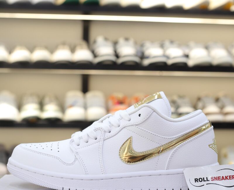 Giày Nike Air Jordan 1 Low White Metallic Gold Best Quality