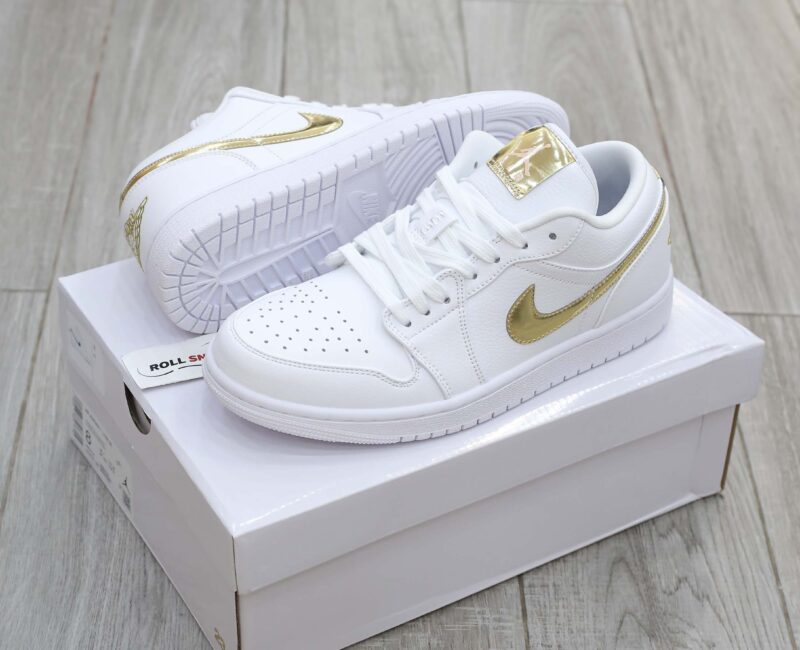 Giày Nike Air Jordan 1 Low White Metallic Gold Best Quality