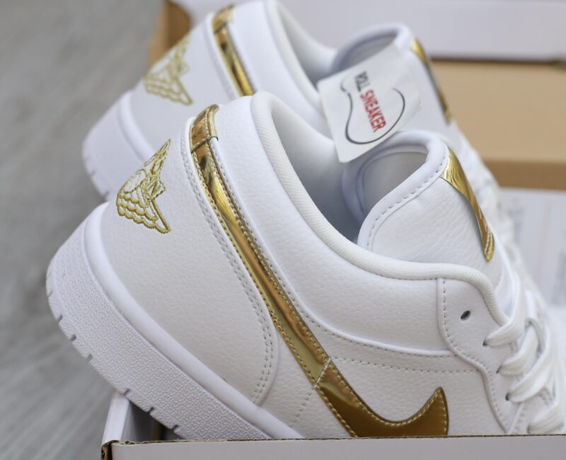 Giày Nike Air Jordan 1 Low White Metallic Gold Best Quality