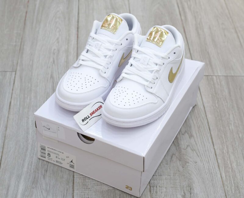 Giày Nike Air Jordan 1 Low White Metallic Gold Best Quality