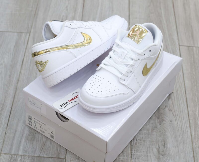 Giày Nike Air Jordan 1 Low White Metallic Gold Best Quality