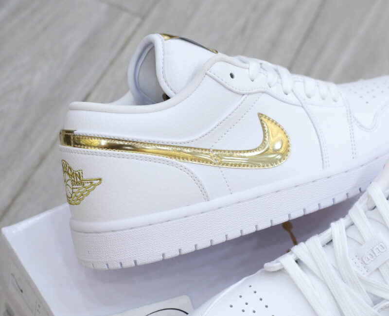 Giày Nike Air Jordan 1 Low White Metallic Gold Best Quality