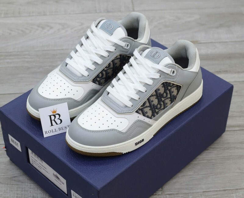 Giày Dior B27 Low Gray White họa tiết vải Dior Oblique Jacquard Best Quality