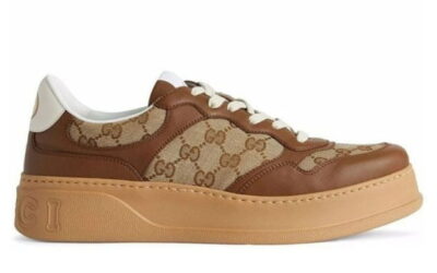 Giày Gucci GG Sneaker Brown leather họa tiết Orignal GG canvas