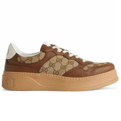 Giày Gucci GG Sneaker Brown leather họa tiết Orignal GG canvas