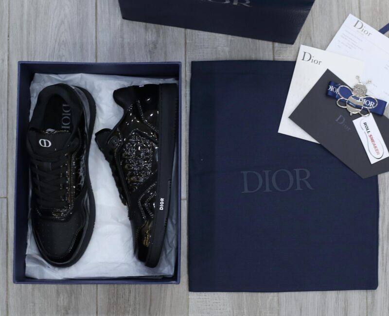 Giày Dior B27 Black Patent Calfskin Dior Oblique Gravity Leather Best Quality