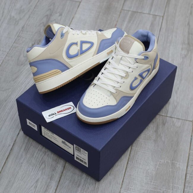 Giày Dior B57 Mid Blue Cream and Beige Suede Like Auth