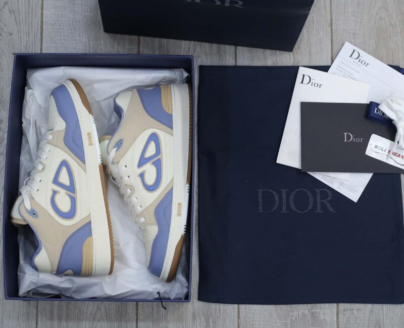 Giày Dior B57 Mid Blue Cream and Beige Suede Like Auth