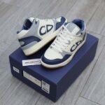 Giày Dior B57 Mid Navy Blue and Cream and Gray Suede Best Quality