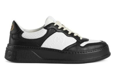 Giày Gucci GG Sneaker Black White leather họa tiết GG dập nổi Best Quality