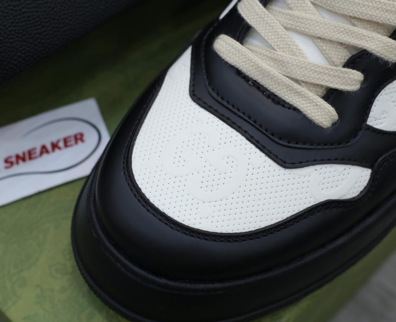 Giày Gucci GG Sneaker Black White leather họa tiết GG dập nổi Best Quality