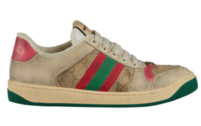 Giày ‎Gucci Screener Distressed Pink Green Like Auth