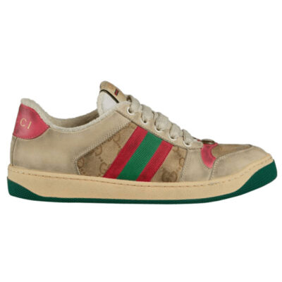 Giày ‎Gucci Screener Distressed Pink Green Like Auth
