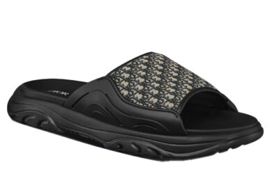 Dép Dior H-Town Sandal Black Rubber with Beige and Black Dior Oblique Jacquard Best Quality