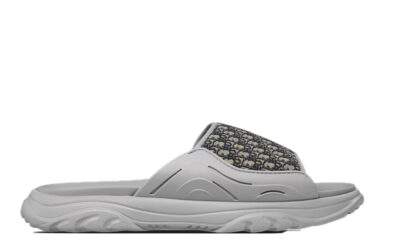 Dép Dior H-Town Sandal Gray Rubber with Beige and Black Dior Oblique Jacquard Best Quality