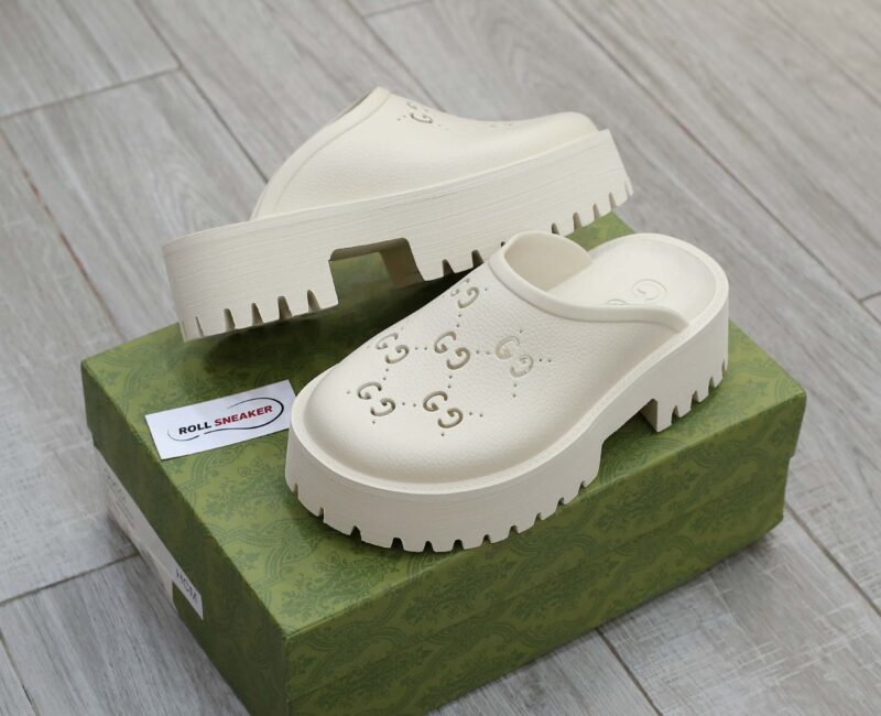 Dép Gucci Platform Perforated G Sandal Cream Best Quality