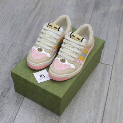 Giày Gucci Screener GG Beige Light Pink Yellow Best Quality