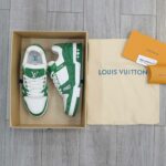 Giày Louis Vuitton LV Trainer Green Monogram Denim Best Quality