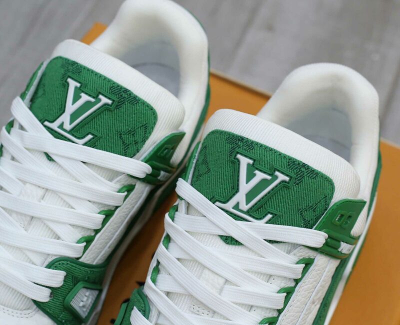 Giày Louis Vuitton LV Trainer Green Monogram Denim Best Quality