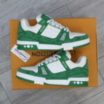 Giày Louis Vuitton LV Trainer Green Monogram Denim Best Quality