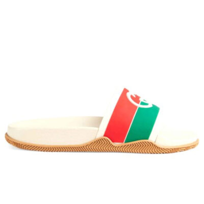 Dép Gucci Interlocking G Slide White Red Green Like Auth