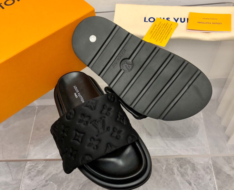 Dép Louis Vuitton Pool Pillow Comfort Mule Black Best Quality