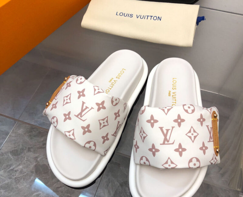 Dép Louis Vuitton Pool Pillow Flat Comfort Mules Beige Best Quality