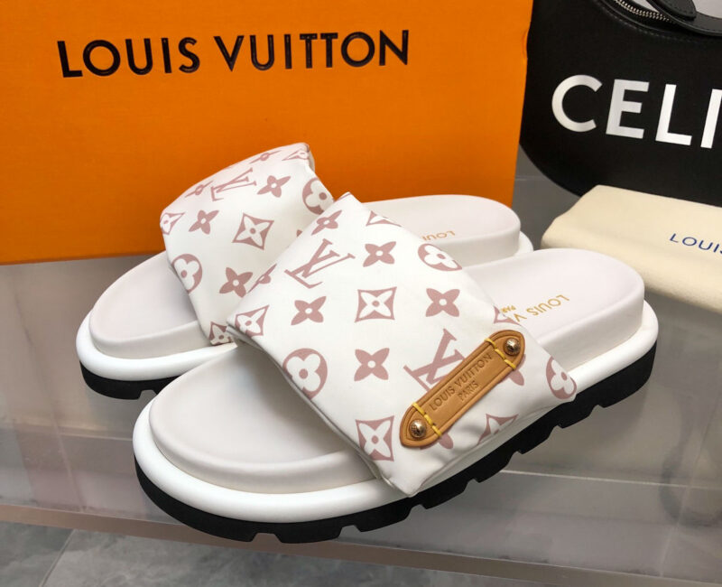 Dép Louis Vuitton Pool Pillow Flat Comfort Mules Beige Best Quality