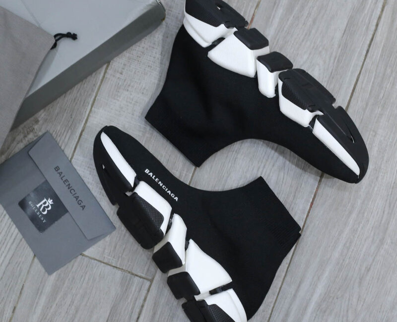 Giày Balenciaga Man Black And White Speed 2.0 Best Quality