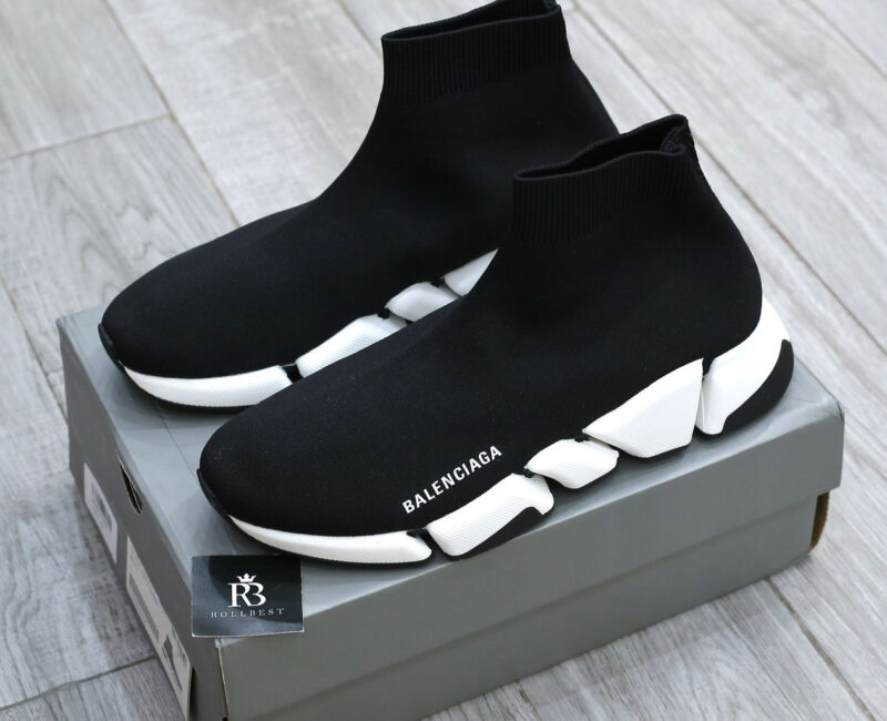 Giày Balenciaga Man Black And White Speed 2.0 Best Quality