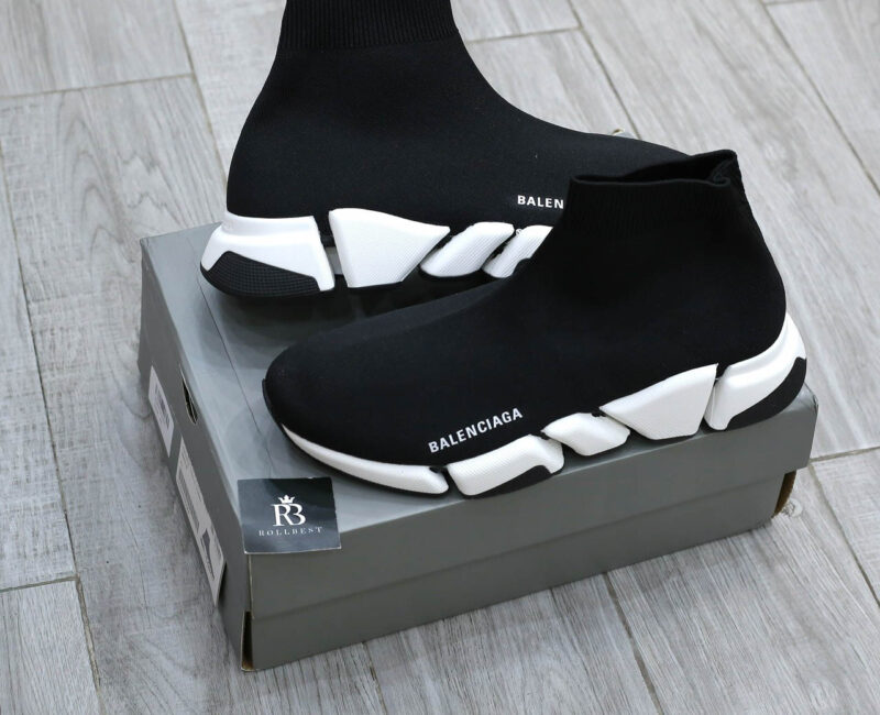 Giày Balenciaga Man Black And White Speed 2.0 Best Quality