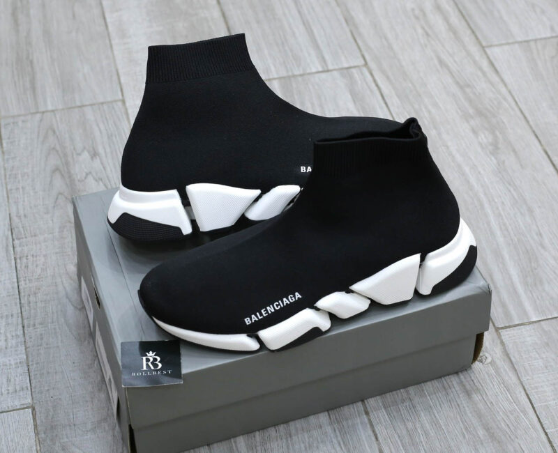 Giày Balenciaga Man Black And White Speed 2.0 Best Quality