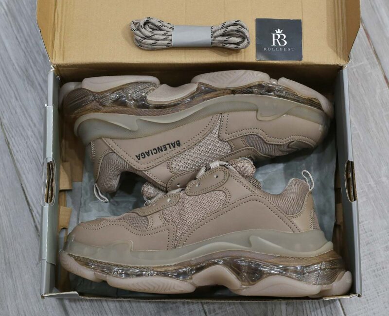 Giày Balenciaga Triple S Clear Sole Sneaker in Brown Like Auth