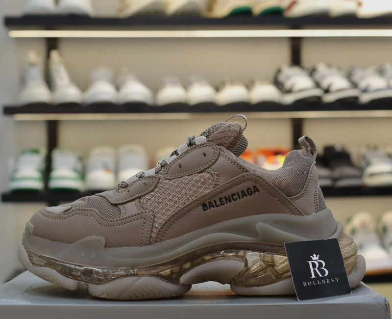 Giày Balenciaga Triple S Clear Sole Sneaker in Brown Like Auth